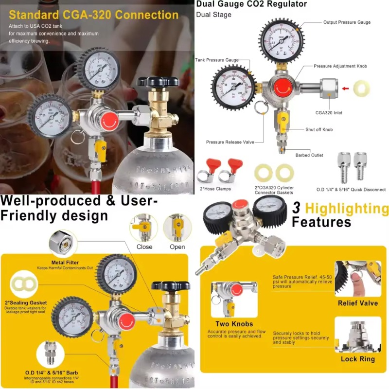 Dual Gauge CO2 Tank Regulator  - Co2 Regulator Dual Stage review and price