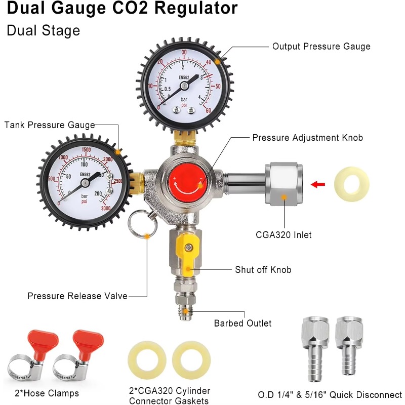 Dual Gauge CO2 Tank Regulator  - Co2 Regulator Dual Stage review and price