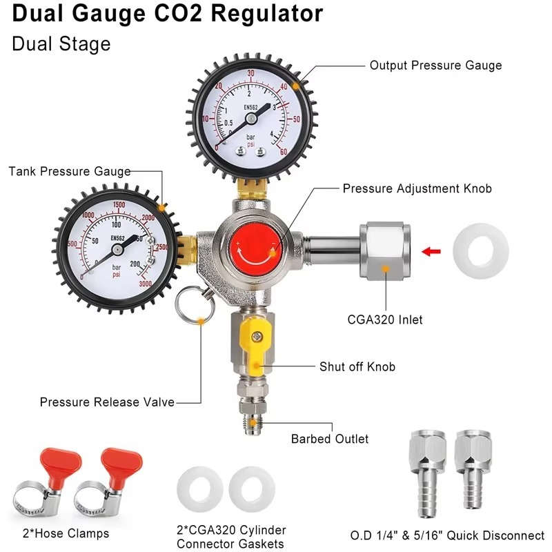 CO2 Regulator Draft Beer Regul - Co2 Regulator Dual Stage review and price